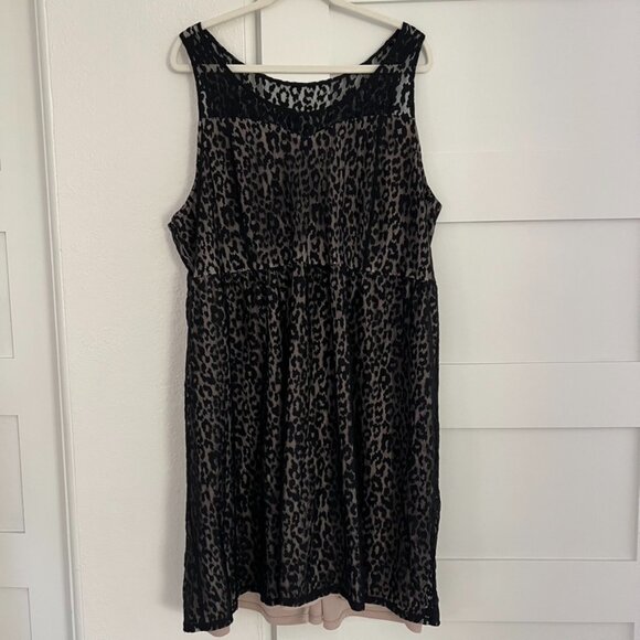 Lane Bryant leopard print lace overlay sleeveless midi dress - Picture 1 of 6
